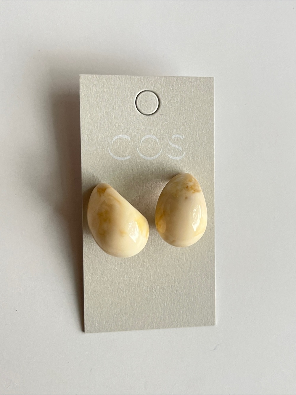 COS Cream and Pale Yellow Teardrop Stud Earrings
